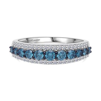 LUXURIANT DIAMOND - Lab Grown Blauer Diamant SI-GH SGL zertifiziert Ring 925 Silber rhodiniert (Gr&ouml;&szlig;e 19.00) ca. 1.00 ct