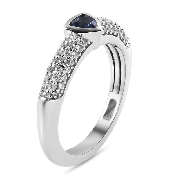 Tansanit und Zirkon Ring 925 Silber platiniert  ca. 0,78 ct image number 5