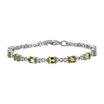 Nat&uuml;rliches Peridot Armband, ca. 19 cm, Edelstahl, ca. 3.99 ct