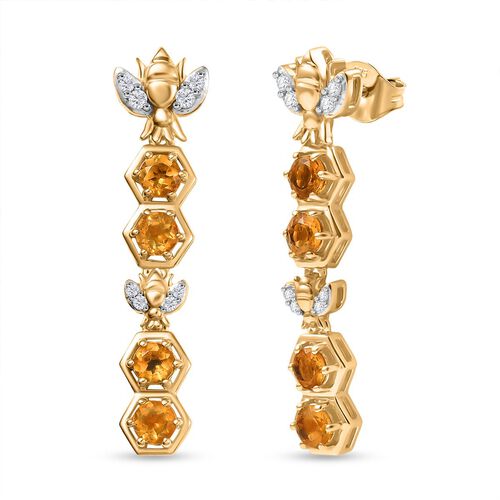 GP Honeycomb Trionfo Kollektion - AA Citrin, Zirkon und blaue Saphir Ohrringe - 2,40 ct. image number 0