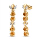 GP Honey Comb Trionfo Kollektion - AA Citrin, Weißer Zirkon Ohrringe 925 Silber 750 Gelbgold Vermeil ca. 2.40 ct