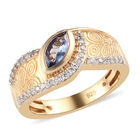Tansanit und Zirkon Ring 925 Silber vergoldet  ca. 0,68 ct image number 3