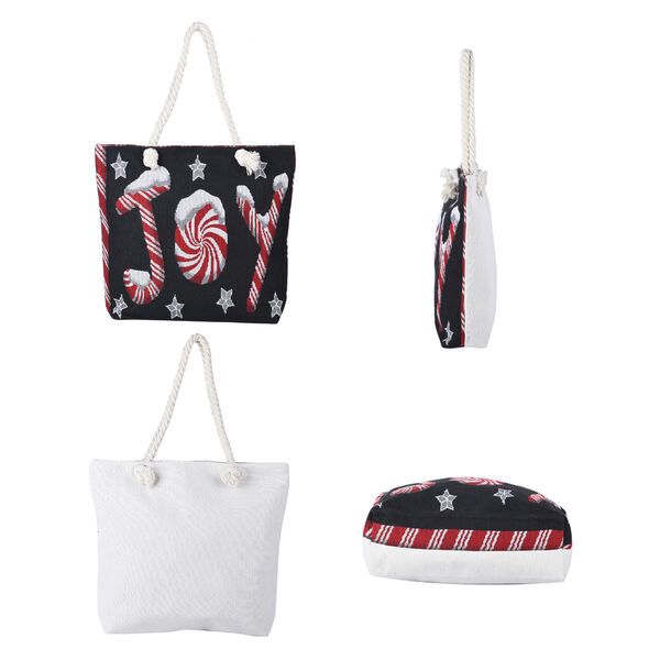 Jute Handtasche mit Weihnachtsmotiv, Gr&ouml;&szlig;e 42x34x9x37 cm, Schwarz image number 4