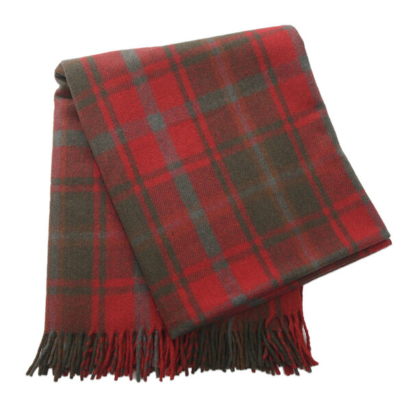 Wolldecke mit Fransen, 130x170, Schottenmuster, Grün/rot image number 3