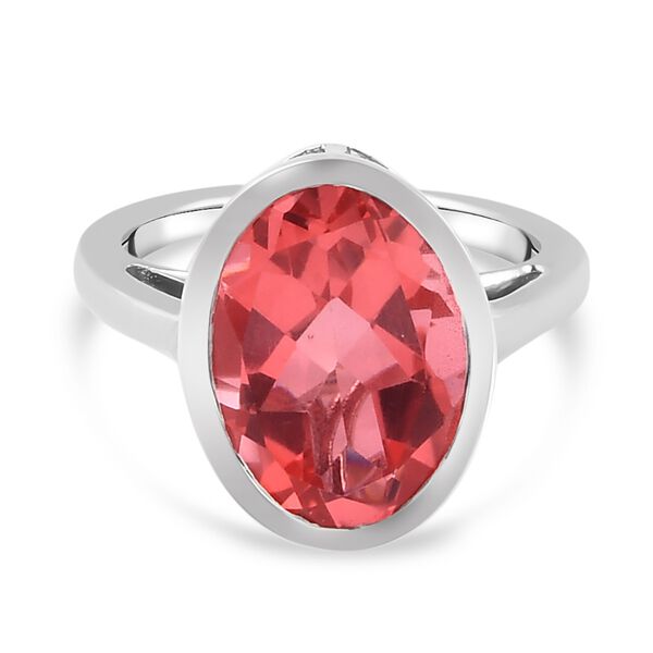 Padparasha Triplett Quarz Solit&auml;r Ring 925 Silber Platin-&Uuml;berzug