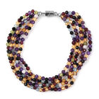 Schwarzes Spinell und afrikanisches Amethyst-Armband, ca. 19 cm, Edelstahl, ca. 58,95 ct image number 4