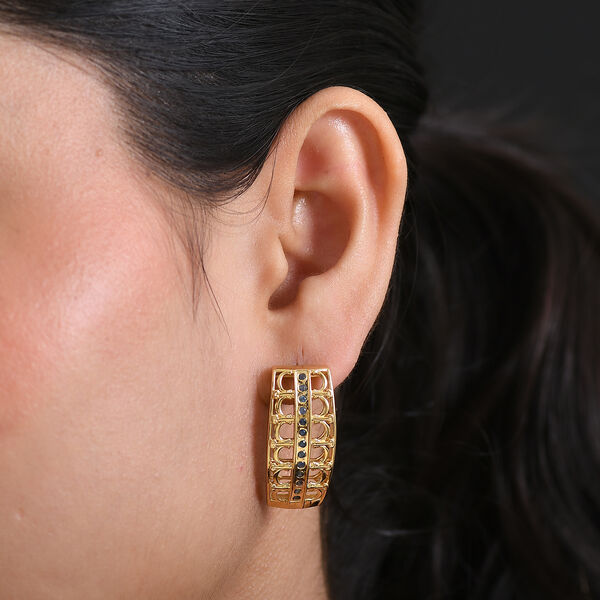 GP Royal Art D&eacute;co Kollektion- Kanchanaburi blauer Saphir Ring und halbe Creolen image number 12