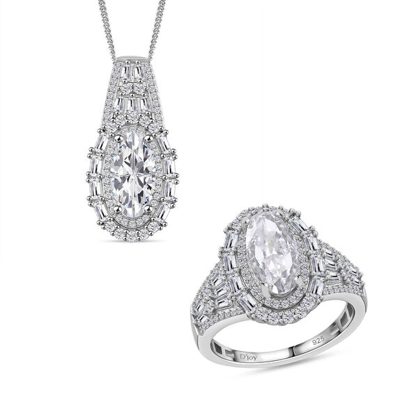 D'Joy Moissanit Ring und Anh&auml;nger mit 50cm Kette Oval