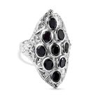Schwarzer Saphir Ring, 925 Silber platiniert (Größe 16.00) ca. 4.11 ct