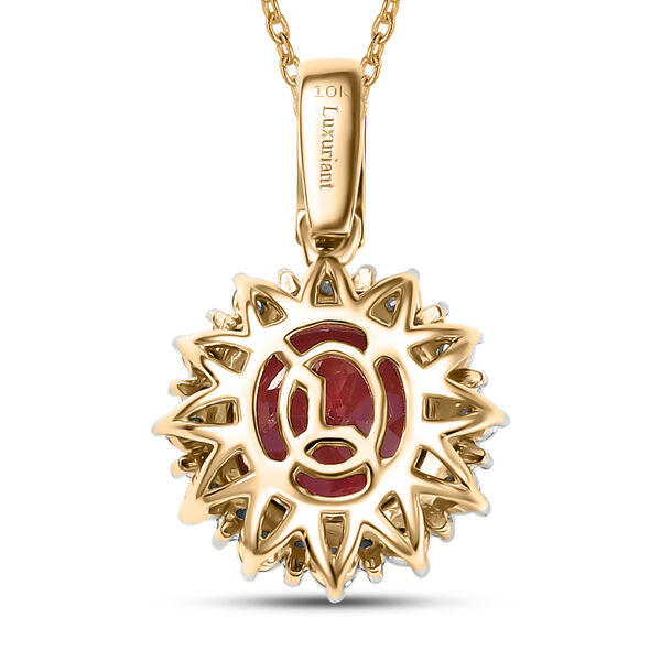 LUXURIANT zertifiziert und gepr&uuml;ft AAA Labor Padparadscha Saphir und VS-EF Labor Diamant Anh&auml;nger mit 45cm Kette in 417 Gold - 4,27 ct. image number 4