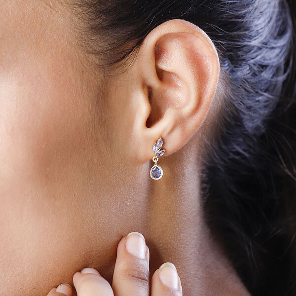 Floral Drop Tansanit Ohrringe - 1,02 ct. image number 3