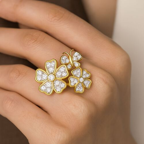 LUXURIANT DIAMOND -Lab Grown Diamant SI-GH Ring 925 Silber 750 Gelbgold Vermeil (Größe 17.00) ca. 1.00 ct image number 3
