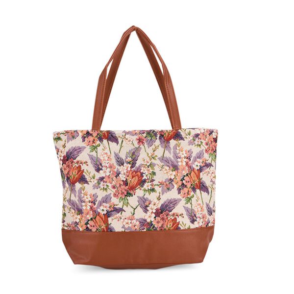 Schultertasche mit Blumenprint, 42x34x12cm, Mehrfarbig image number 0