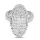 Diamant Cluster Ring 925 Silber platiniert (Größe 19.00) ca. 1,00 ct