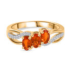 D'Joy AAA Blaze Feueropal, Weißer Zirkon Ring 925 Silber 750 Gelbgold Vermeil (Größe 17.00) ca. 0,65 ct