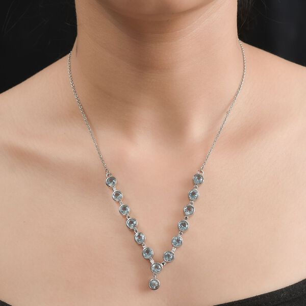 Himmelblauer Topas Halskette ca. 45 cm Edelstahl ca. 8,19 ct. image number 3