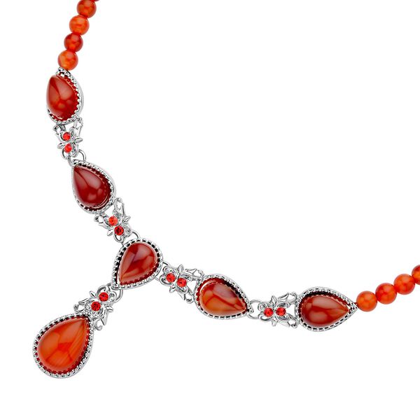 Rote Achat Halskette, ca. 45 cm, ca. 164,00 ct image number 3