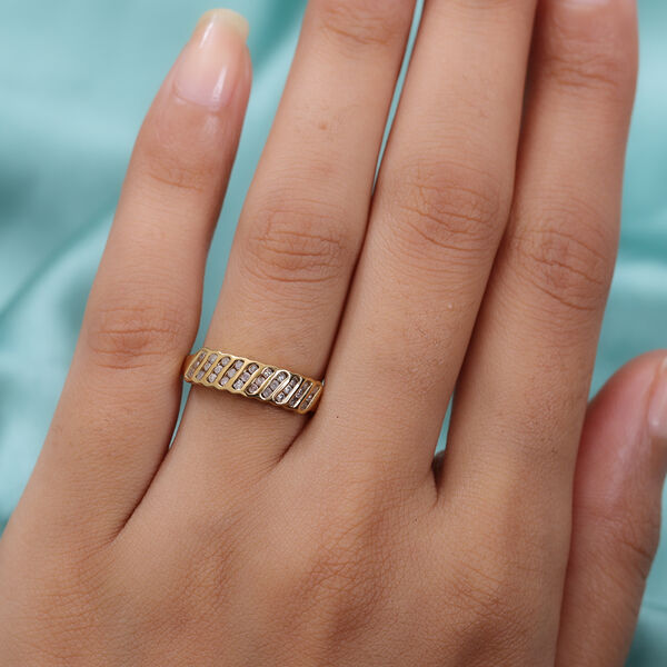 Weißer Diamant P Ring 925 Silber Vermeil YG ca. 0,33 ct. image number 3