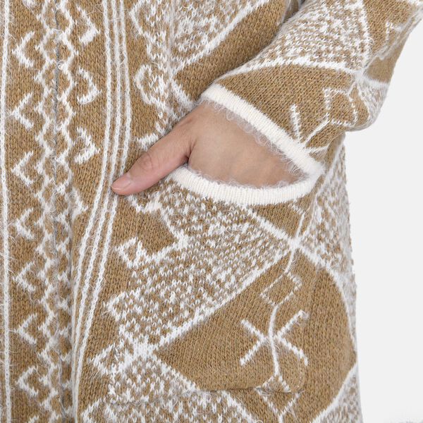 Unisize Cardigan, kamel wei&szlig; gestreift image number 6