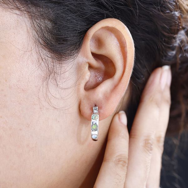 AA natürlicher, äthiopischer Welo Opal Ohrringe, 925 Silber platiniert -  0,49 ct. image number 4