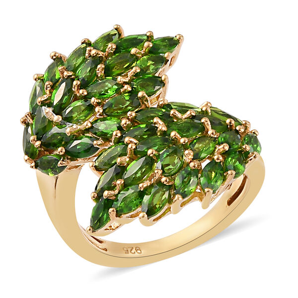 natürlicher Chromdiopsid Bypass Ring 925 Silber vergoldet  ca. 3,64 ct image number 4