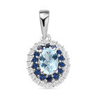 Espirito Santo Aquamarin und blauer Saphir-Anhänger mit Kette, ca. 1,40 ct