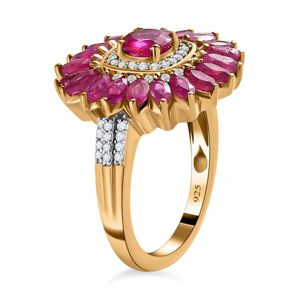 Afrikanischer Rubin (Fissure gef&uuml;llt) Ring, 925 Silber Gelbgold Vermeil, (Gr&ouml;&szlig;e 17.00) ca. 3.44 ct image number 5