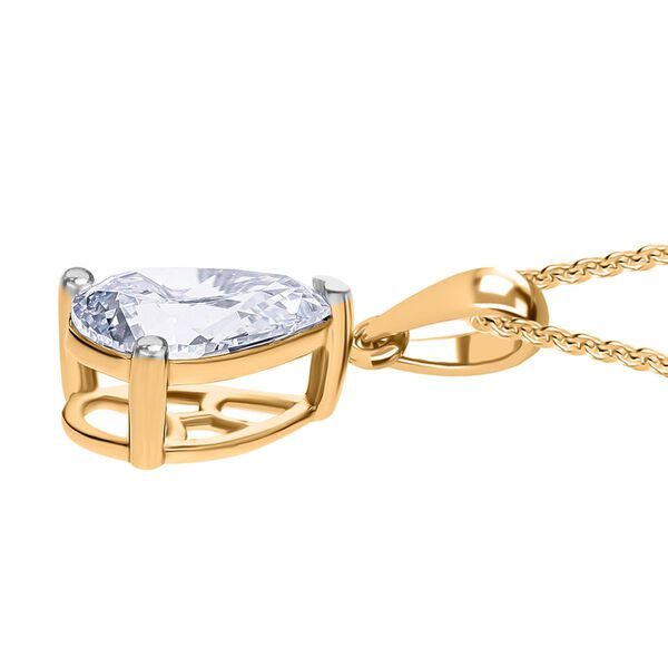 LUXURIANT SGL zertifizierter SI-GH Labor Tropfen-Diamant Anhänger mit 50cm Kette,  925 Silber 750 Gelbgold Vermeil - 1 ct. image number 3