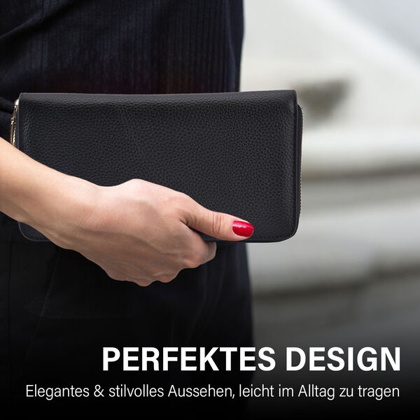 Sencillez Dokumenten Etui aus Echtleder, schwarz image number 2