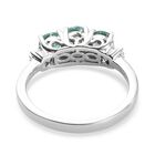 Sambischer Smaragd und Diamant 3 Stein Ring 925 Silber Platin-Überzug image number 5