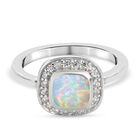 Natürlicher Äthiopischer Opal und Zirkon Halo Ring 925 Silber Platin-Überzug image number 0