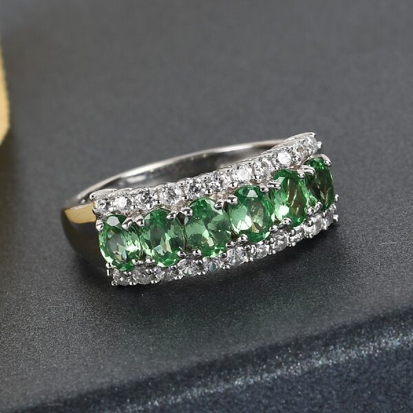 Tsavorite Granat Ring 925 Silber Platin-&Uuml;berzug image number 2