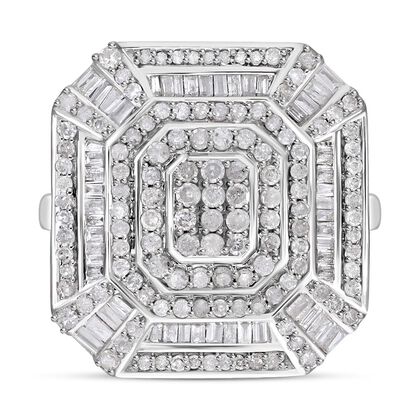 Wei&szlig;er Diamant Ring, 925 Silber platiniert (Gr&ouml;&szlig;e 18.00), ca. 1.50 ct