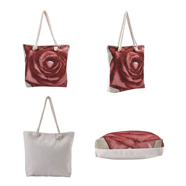 Jacquard gewebte Jute-Tasche mit Rose Design, 42x34 cm, Rose image number 4