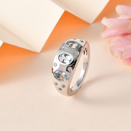 Espirito Santo AA Aquamarin und Zirkon Ring, ca. 1.39 ct. image number 1