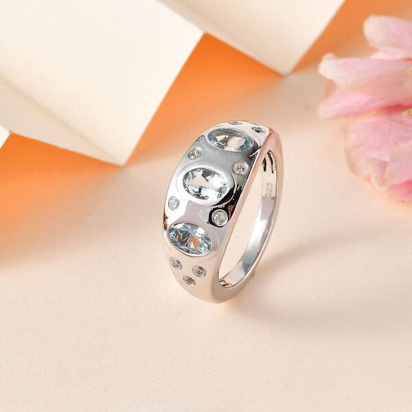 Espirito Santo AA Aquamarin und Zirkon Ring, ca. 1.39 ct. image number 2
