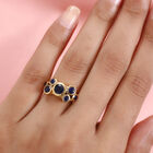 Fissure gefüllt blauer Saphir Ring 925 Silber 585 Vergoldet image number 2