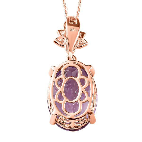 Rose De France Amethyst and floraler Zirkon-Anhänger mit Kette, 925 Silber rosévergoldet, 11,68 ct. image number 5