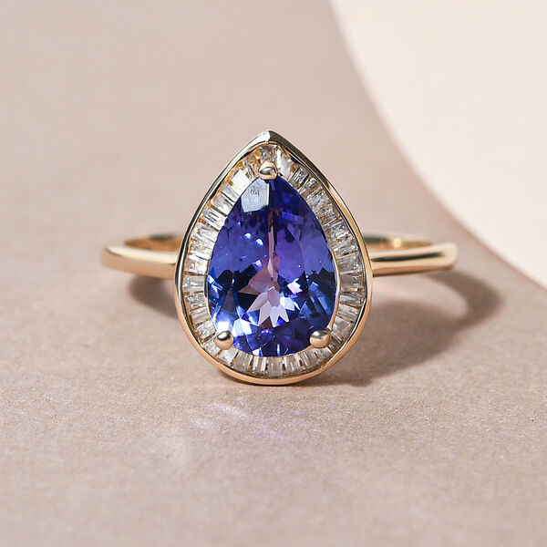 Premium Tansanit und weißer Diamant-Ring, 585 Gelbgold  ca. 2,38 ct image number 2