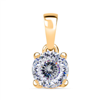 D'Joy 120 Facetten Moissanit Anh&auml;nger 925 Silber vergoldet ca. 0.78 ct