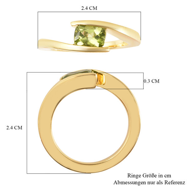 Peridot Solit&auml;r Ring 925 Silber Gelbgold Vergoldet image number 6