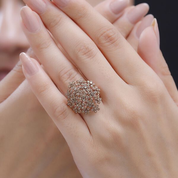 GP Italienischer Garten Kollektion - Nat&uuml;rlicher Champagner Diamant, Kanchanaburi Blauer Saphir Ring 925 Silber 750 Ros&eacute;gold Vermeil (Gr&ouml;&szlig;e 17.00) ca. 0.51 ct image number 3
