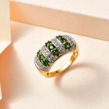 Nat&uuml;rlicher Chromdiopsid und Zirkon-Ring - 1,66 ct.