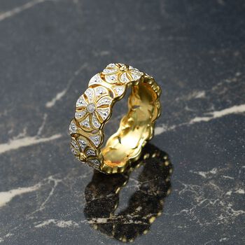 Wei&szlig;er Diamant Ring 925 Silber, vergoldet (Gr&ouml;&szlig;e 19.00)