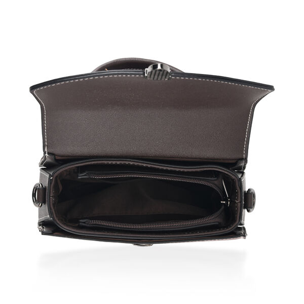 Kompakte Kunstprint Crossbody Tasche mit floralem Design, 23x9x17cm, Lila image number 5