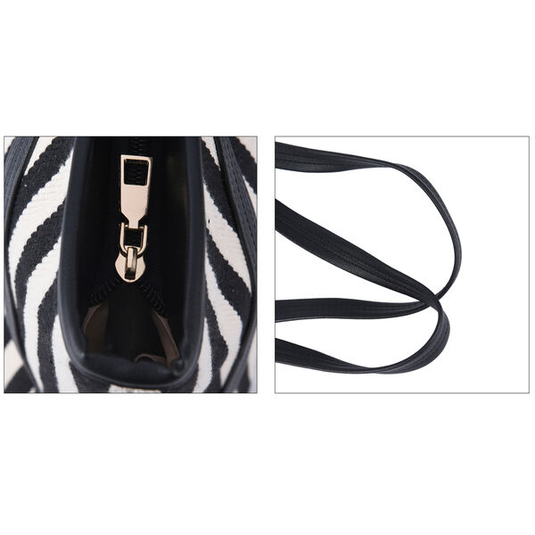 Klassische Handtasche mit Streifenmuster, Schwarz/weiß image number 4