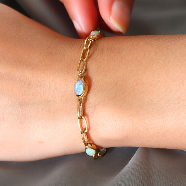 Nat&uuml;rlicher &Auml;thiopischer Opal Armband ca. 19 cm 925 Silber vergoldet ca. 2,04 ct image number 3