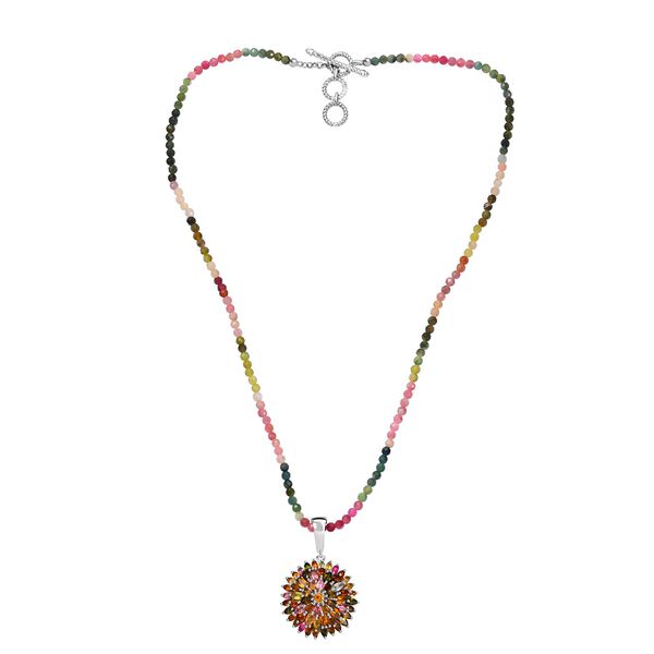 Multi-Turmalin Halskette, 50 cm - 35,46 ct. image number 4
