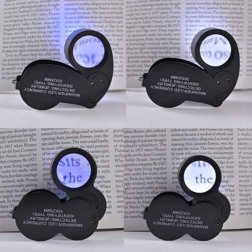 2er-Set Schmucklupen mit LED- und UV Licht,  6,2x3,3x2,2cm 40x Linse und  6,5x3,3x2,7 cm 30x Linse, Schwarz image number 1