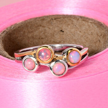 Nat&uuml;rlicher &Auml;thiopischer Opal Ring 925 Silber Bicolor  ca. 0,41 ct